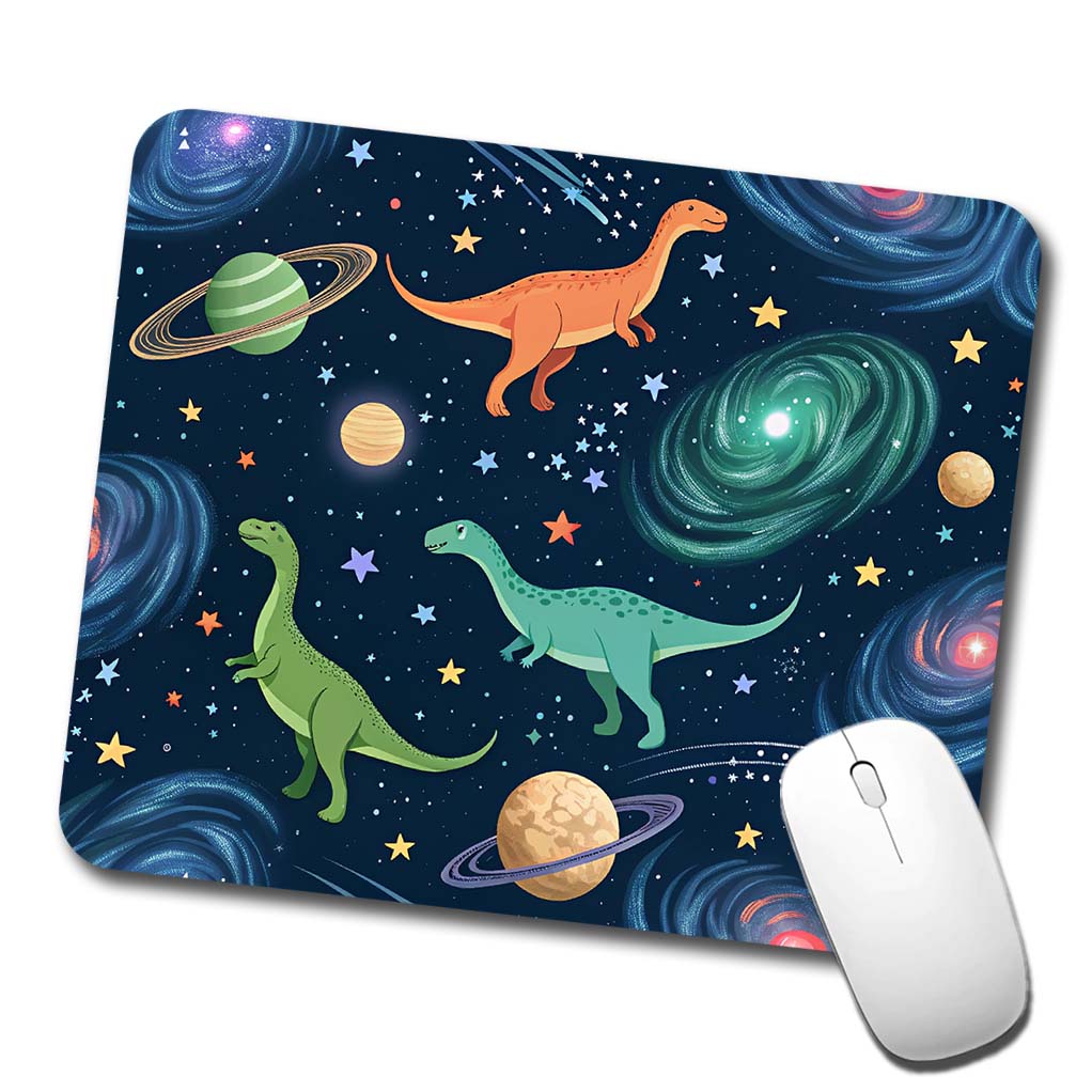 Dinosaurs Floating In Space Galaxy Low Profile Mouse Pad Mat