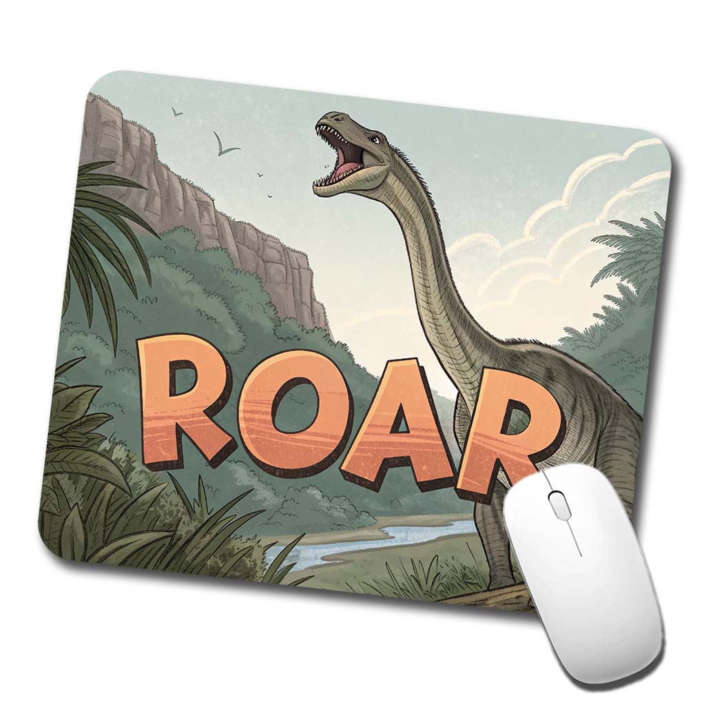 Diplodocus Roar Bold Text Dinosaur Low Profile Mouse Pad Mat