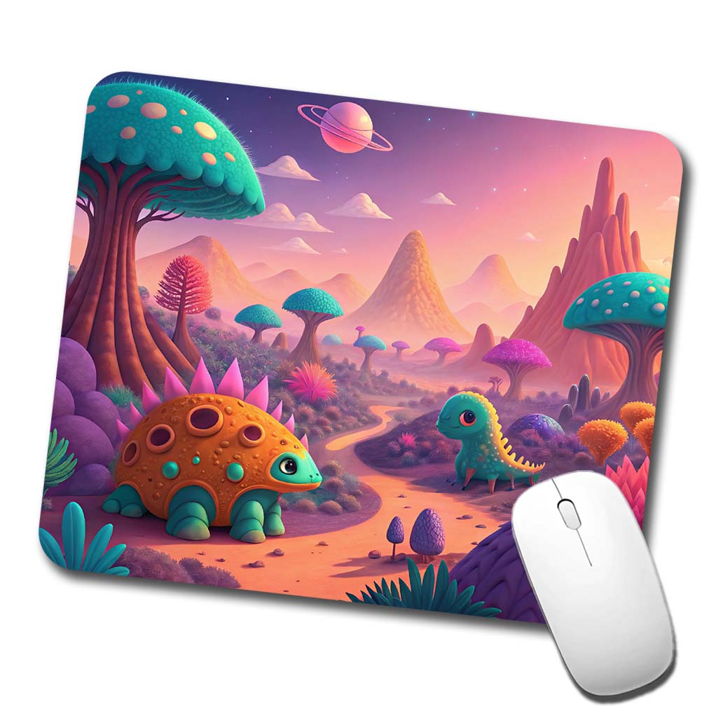 Fantasy Alien Planet Dinosaurs Low Profile Mouse Pad Mat