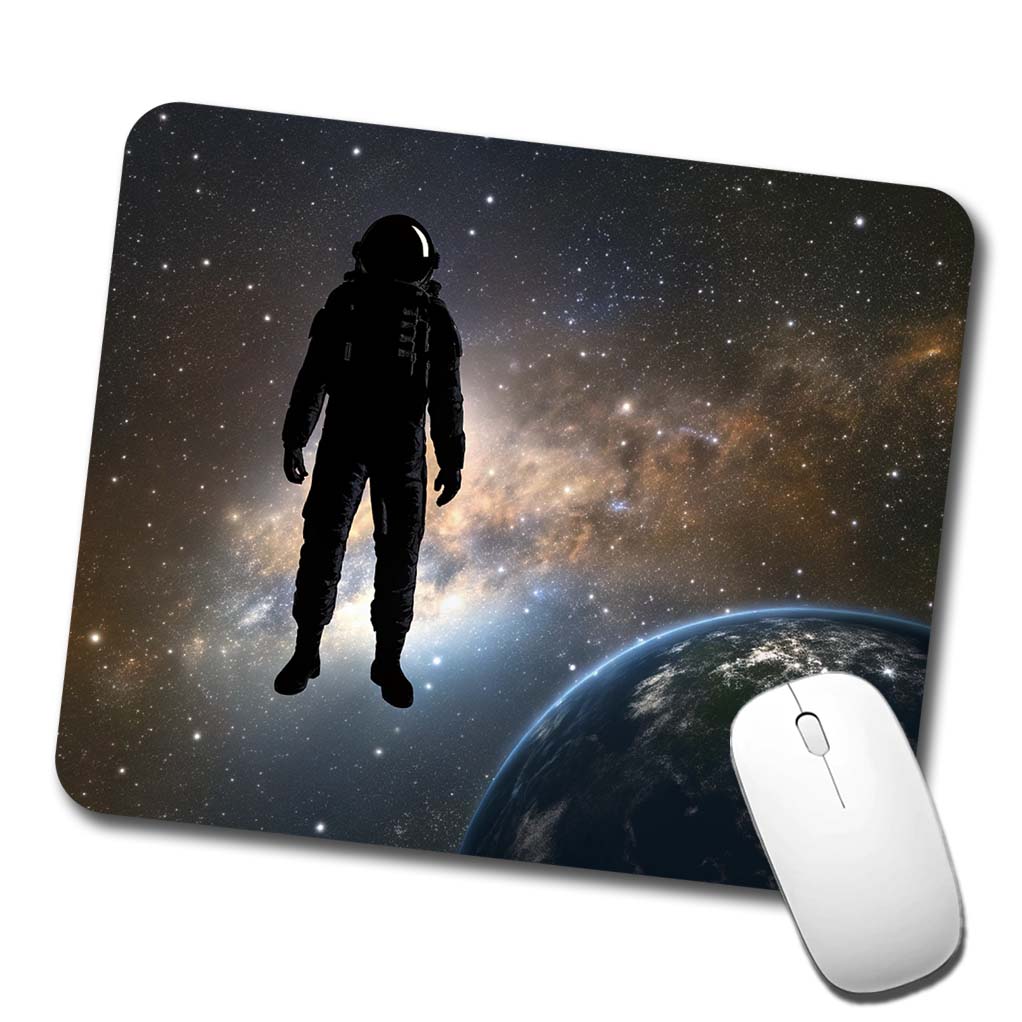 Floating Astronaut Silhouette Earth Space Low Profile Mouse Pad Mat
