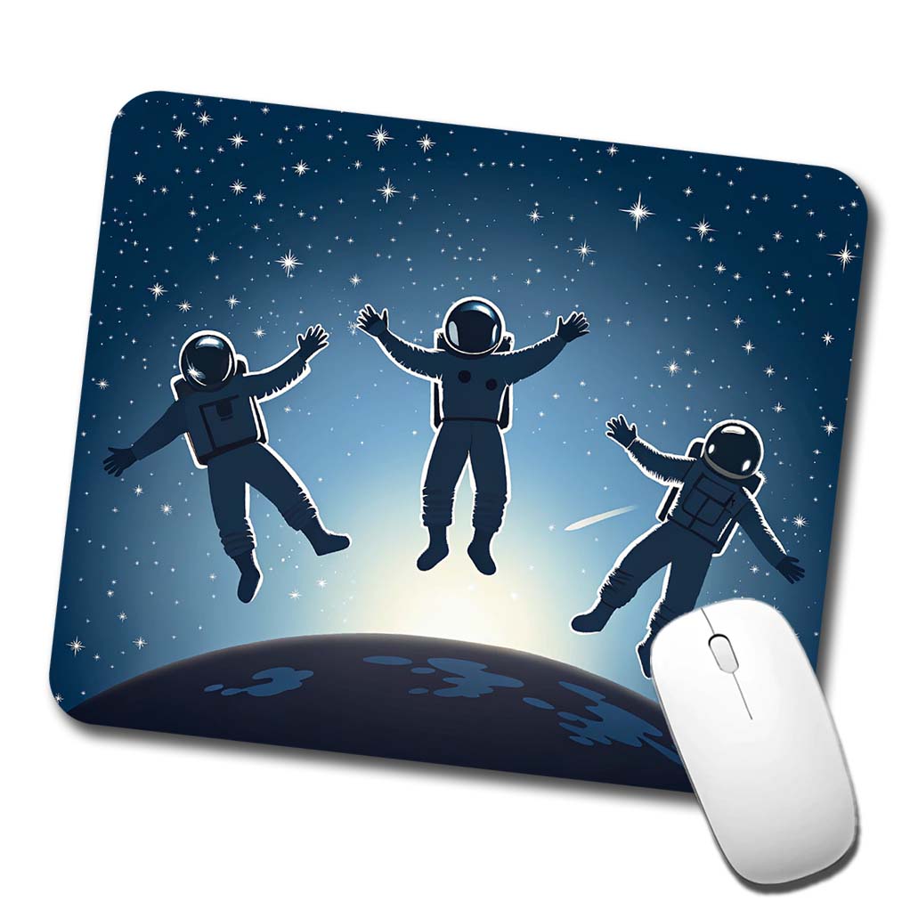 Floating Astronaut Silhouettes Space Low Profile Mouse Pad Mat