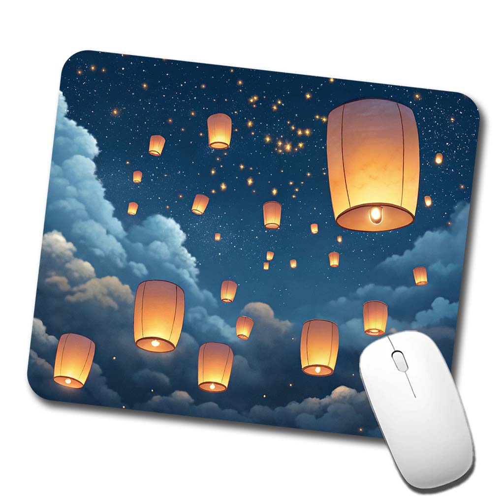 Floating Lanterns In Sky Low Profile Mouse Pad Mat