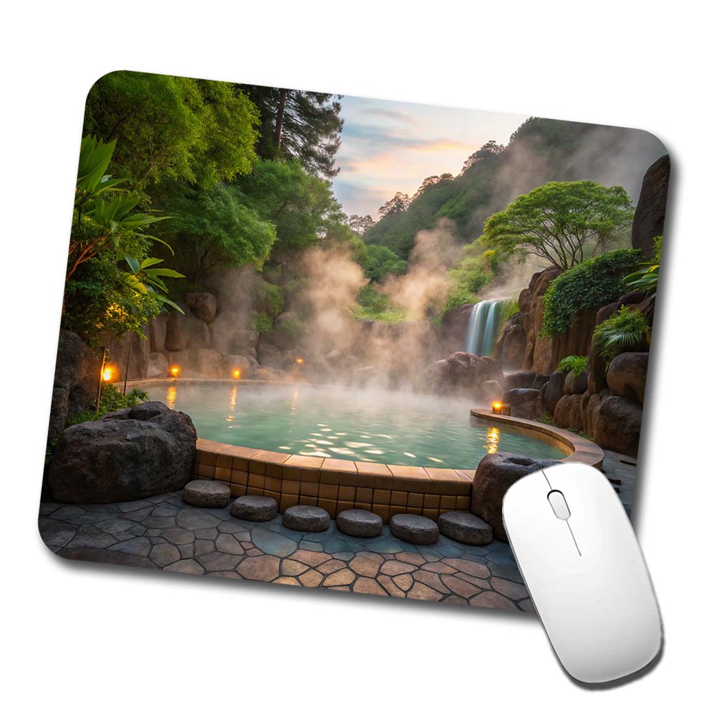 Geothermal Spa Waterfall Low Profile Mouse Pad Mat