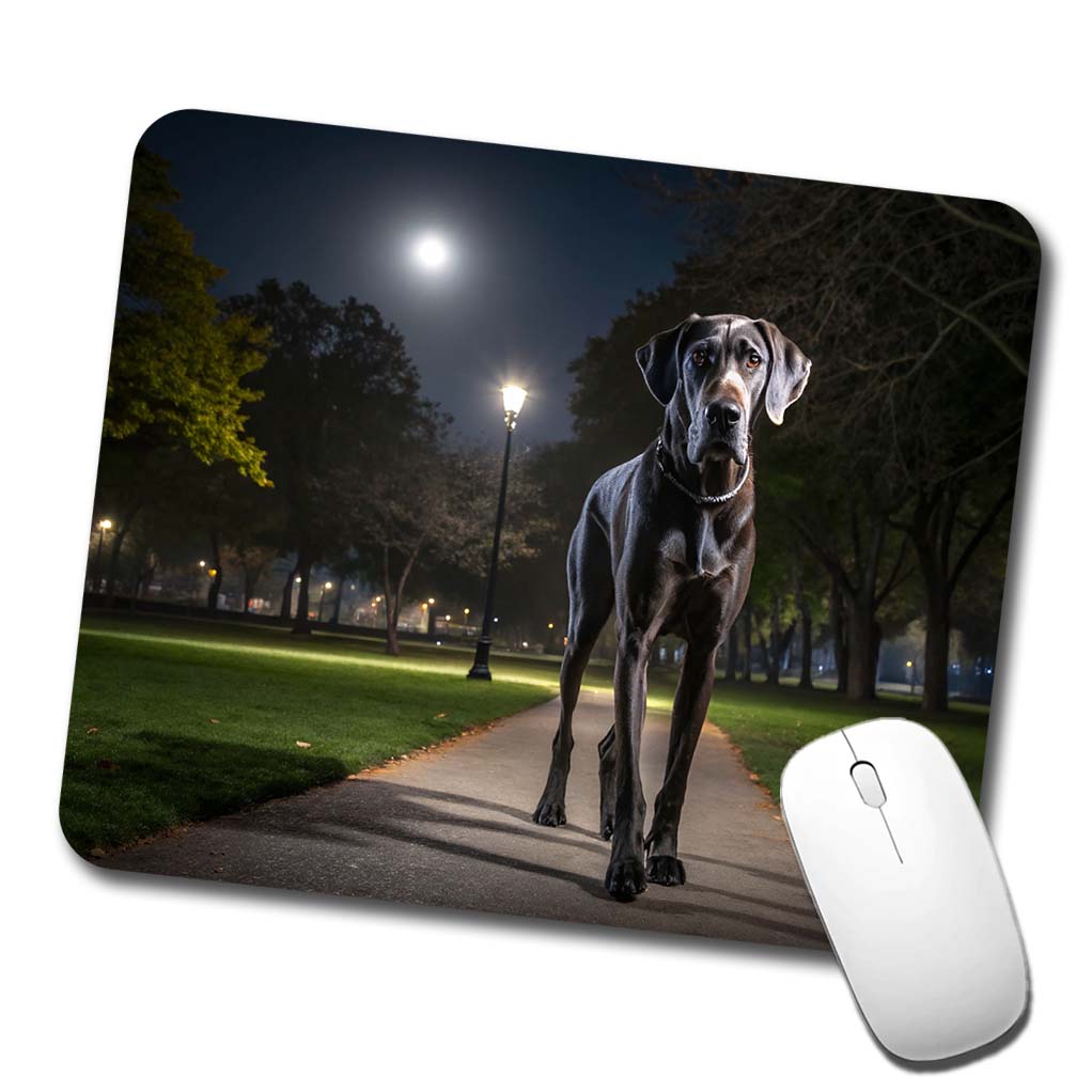 Great Dane In Park At Night Low Profile Mouse Pad Mat