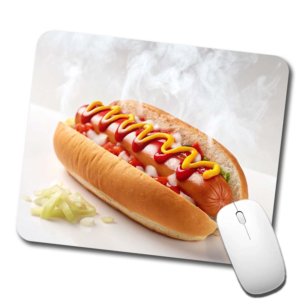 Hot Dog Ketchup Mustard Onions Low Profile Mouse Pad Mat