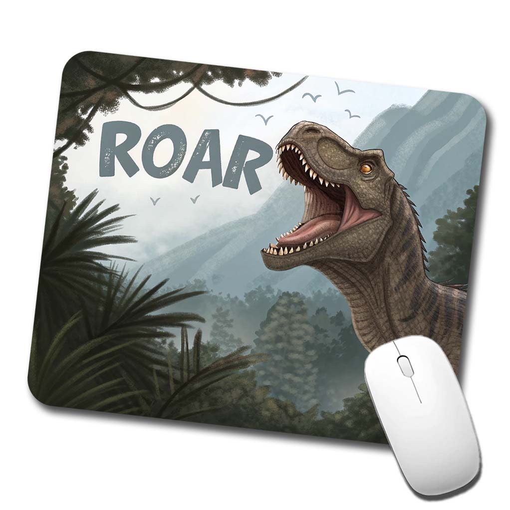 Iguanodon Roar Bold Text Dinosaur Low Profile Mouse Pad Mat