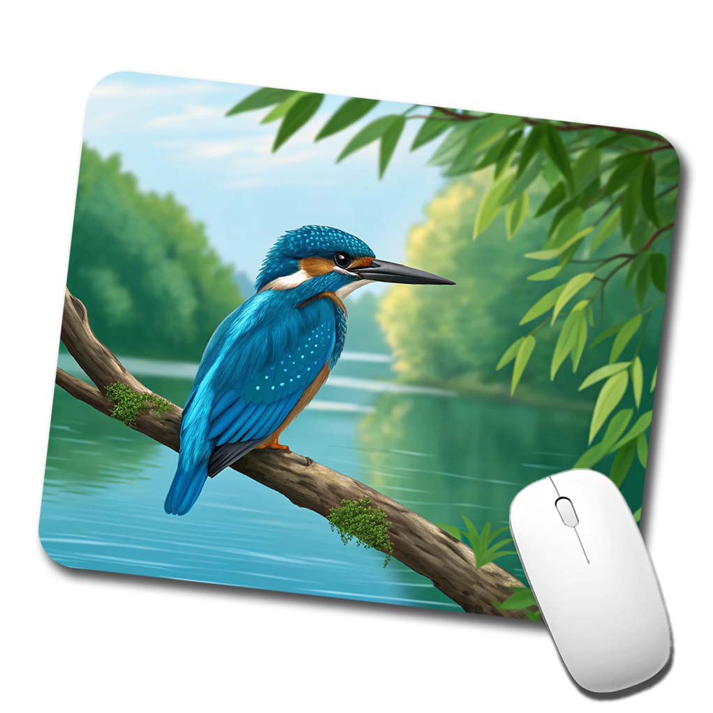Kingfisher Bird On Branch Low Profile Mouse Pad Mat