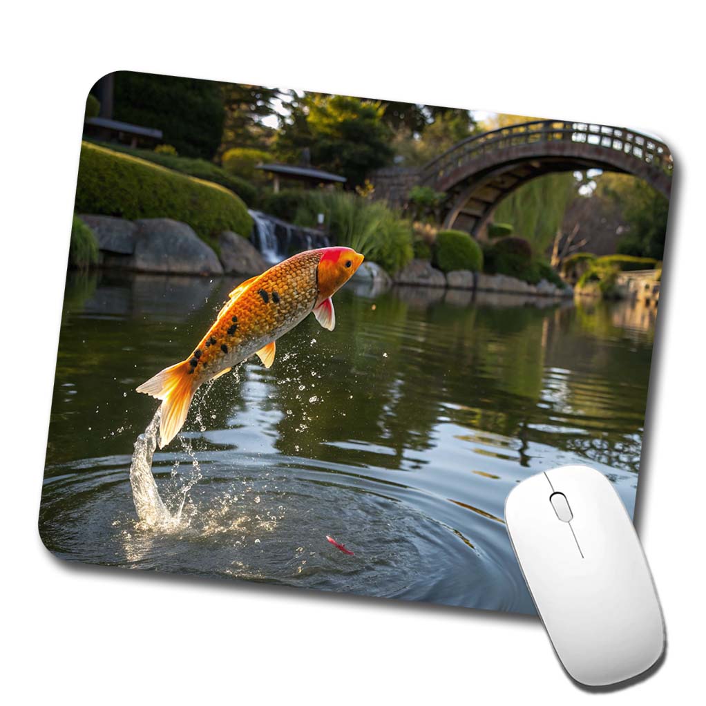Koi Fish Jumping Low Profile Mouse Pad Mat