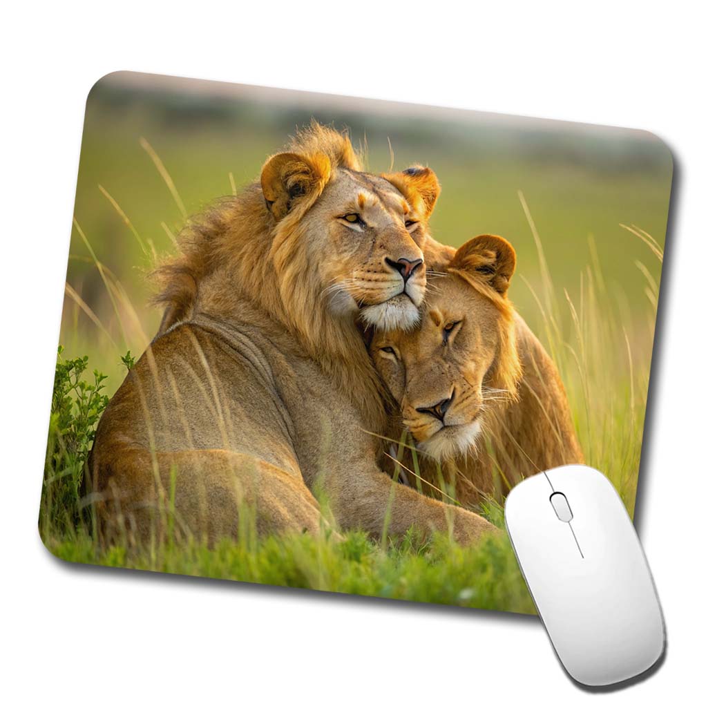 Lions Love Affection Low Profile Mouse Pad Mat