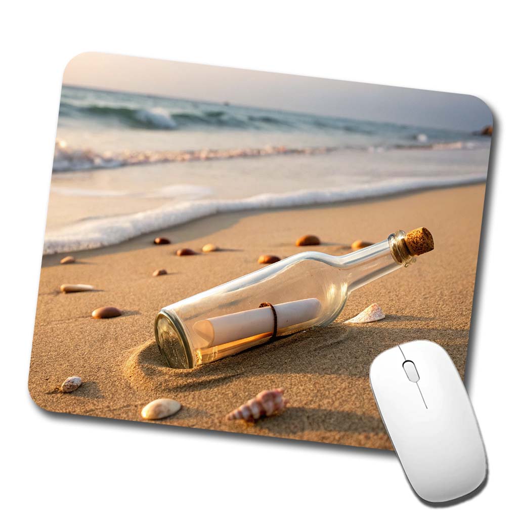 Message In A Bottle Beach Ocean Low Profile Mouse Pad Mat