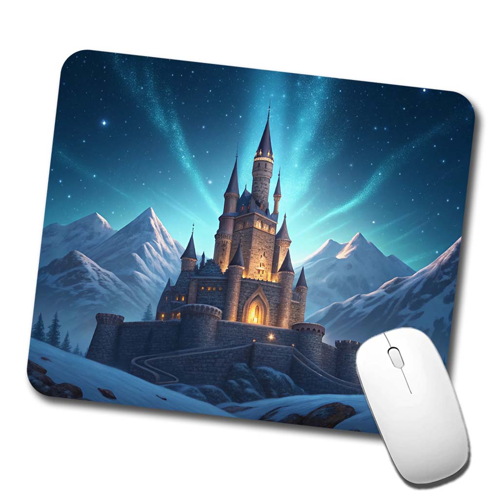 Mountaintop Castle Lights At Night Low Profile Mouse Pad Mat