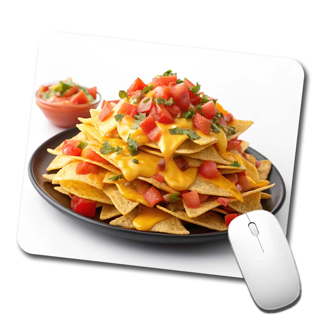 Nachos Plate Mexican Salsa Cheese Low Profile Mouse Pad Mat