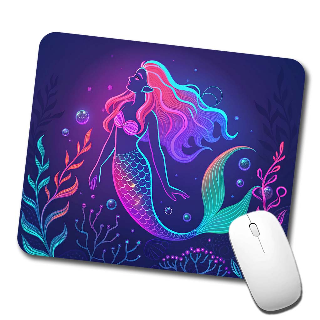 Neon Mermaid Beautiful Low Profile Mouse Pad Mat