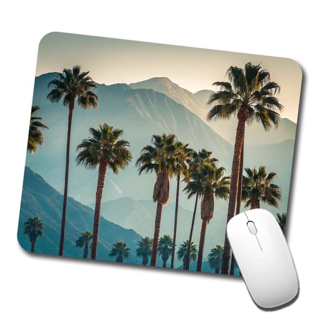 Palm Trees And Mountains Low Profile Mouse Pad Mat