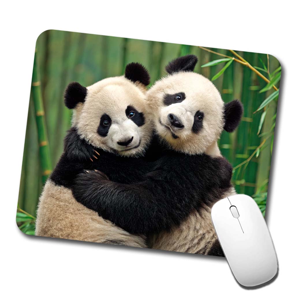 Pandas Hugging Love Low Profile Mouse Pad Mat