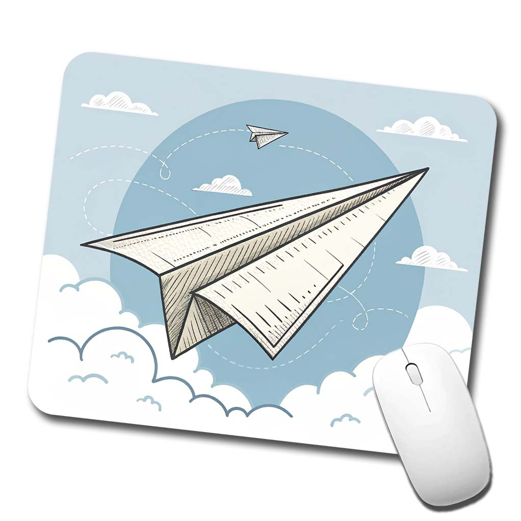 Paper Airplanes Flying Illustration Low Profile Mouse Pad Mat