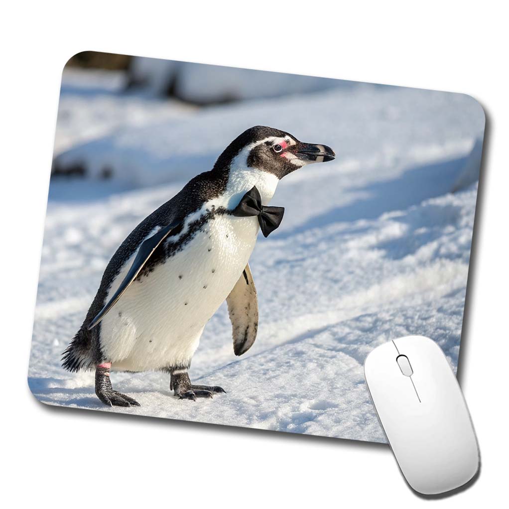 Penguin Wearing Bow Tie Funny Low Profile Mouse Pad Mat