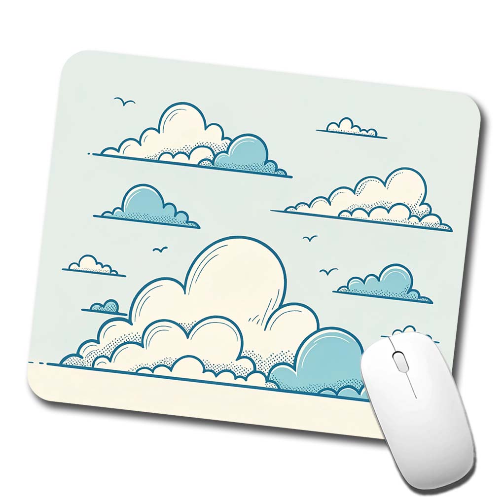 Puffy Clouds Minimalist Style Low Profile Mouse Pad Mat