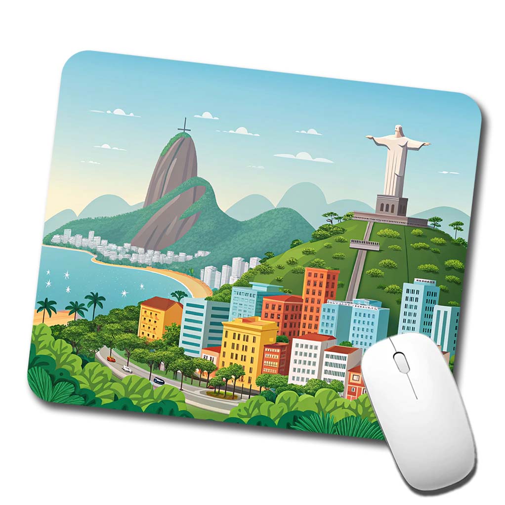 Rio De Janeiro Brazil Travel Drawing Low Profile Mouse Pad Mat