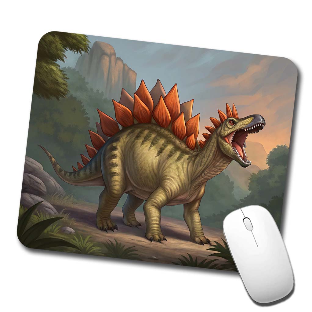 Roaring Stegosaurus Dinosaur Mountain Low Profile Mouse Pad Mat