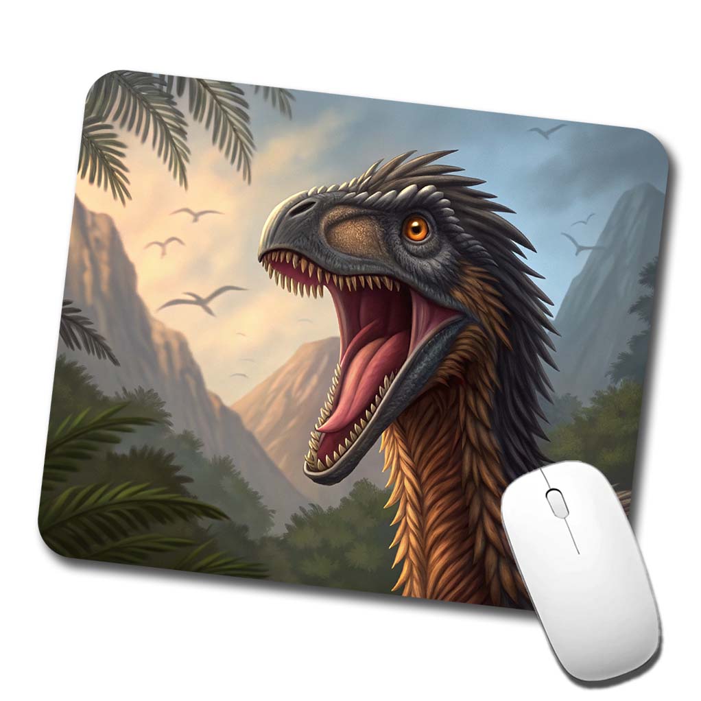 Roaring Therizinosaurus Dinosaur Jungle Low Profile Mouse Pad Mat
