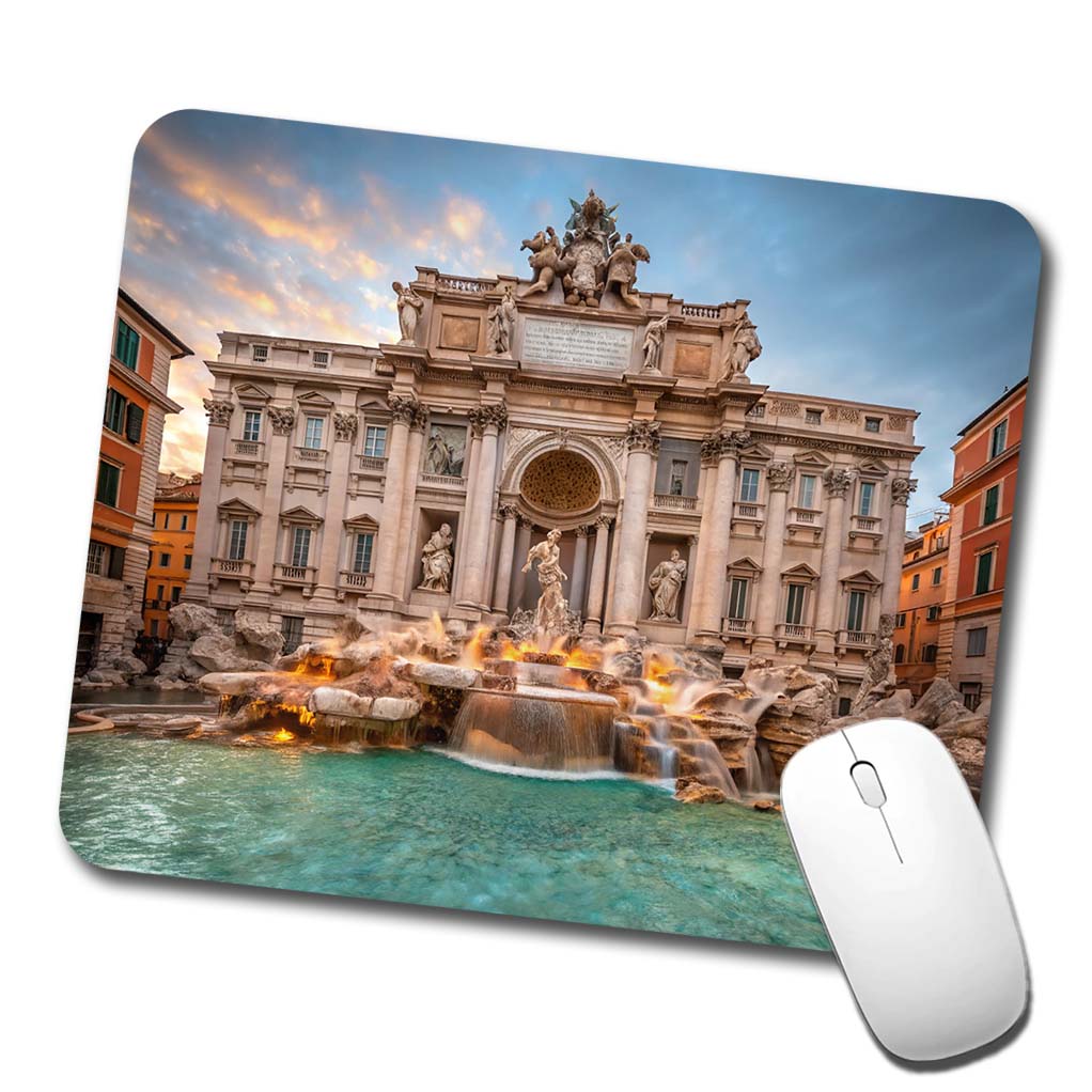 Rome Italy Trevi Fountain Travel History Low Profile Mouse Pad Mat