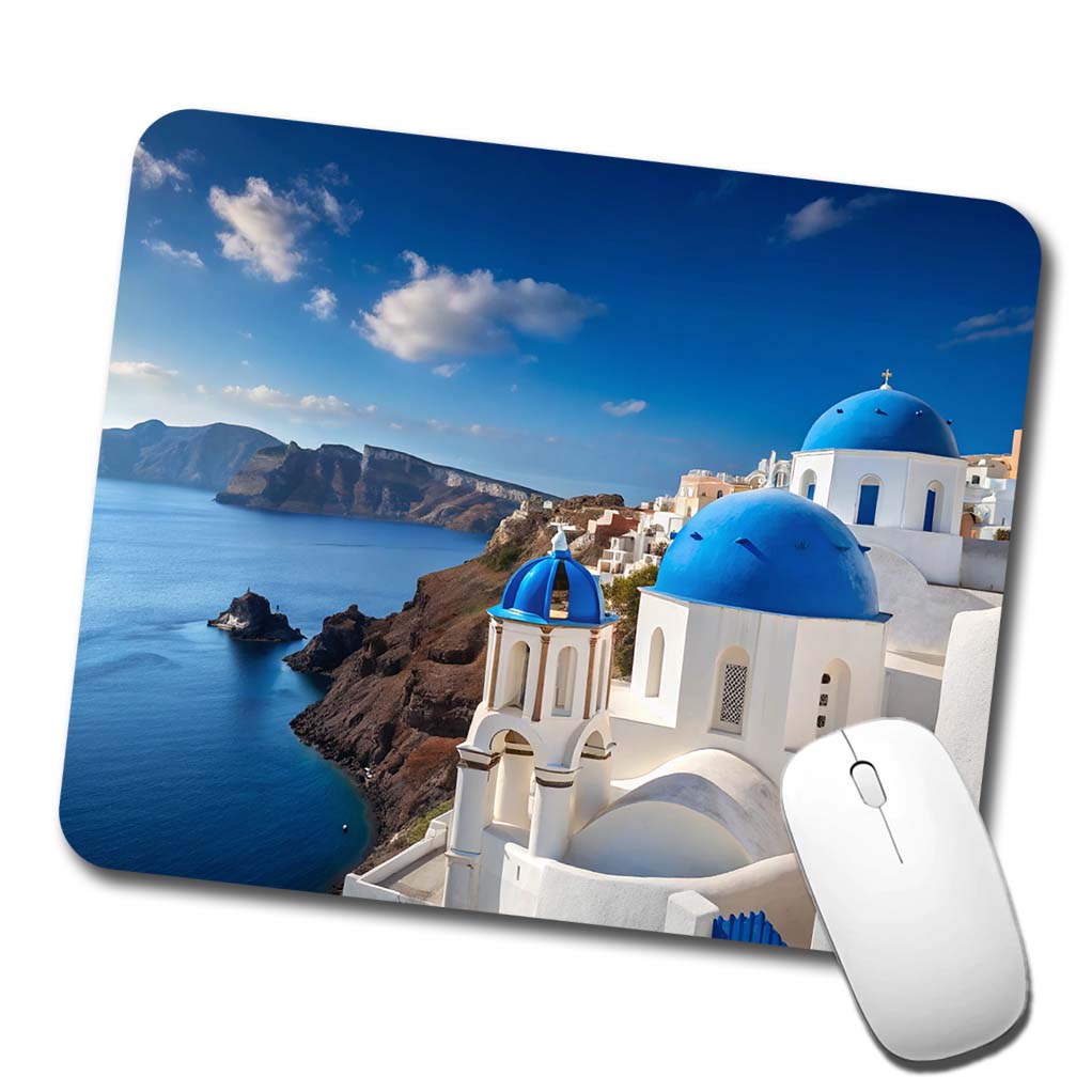 Santorini Greece Travel Stunning Low Profile Mouse Pad Mat