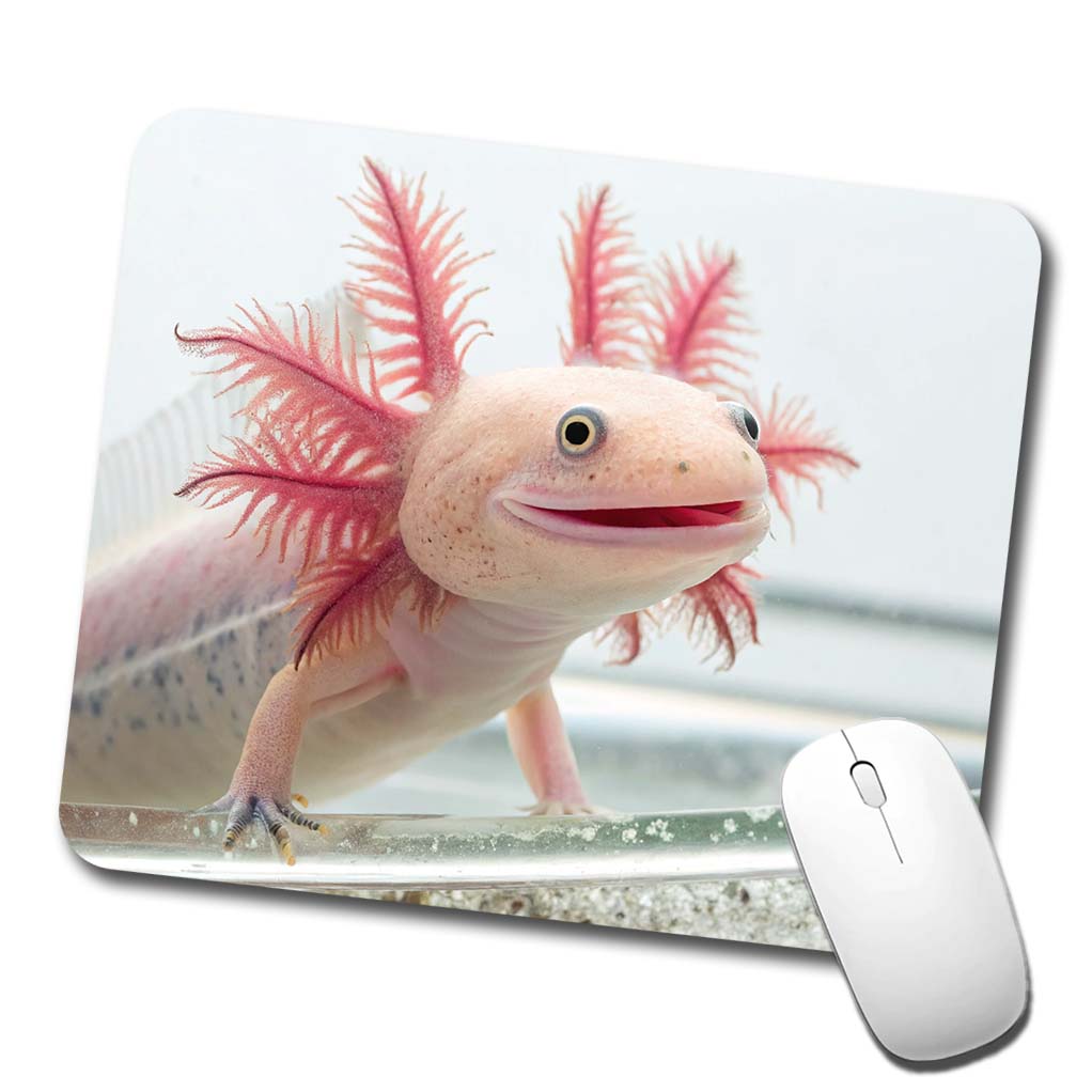 Smiling Axolotl Cute Funny Low Profile Mouse Pad Mat