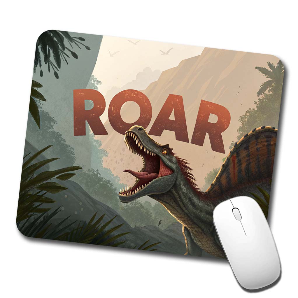 Spinosaurus Roar Bold Text Dinosaur Low Profile Mouse Pad Mat