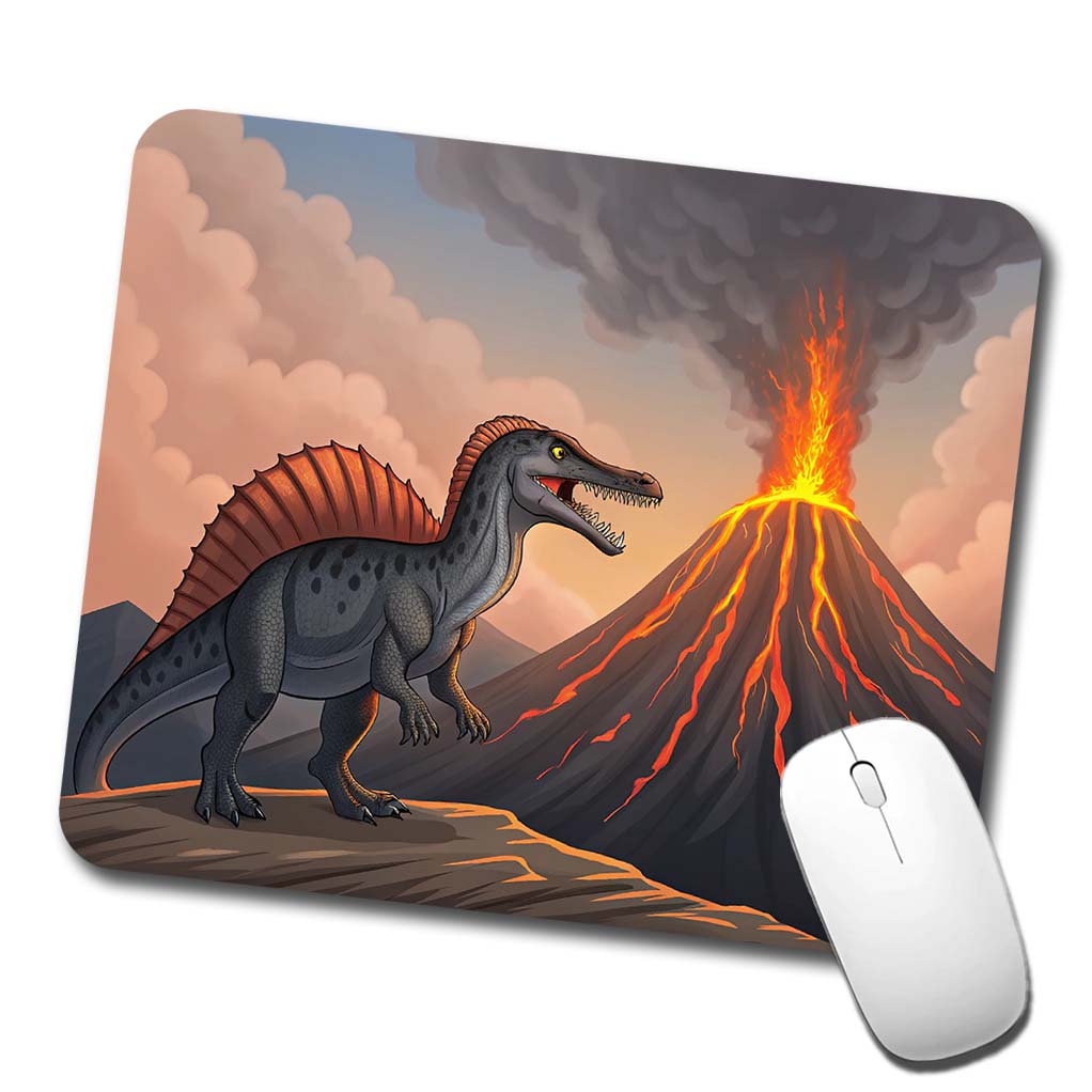 Spinosaurus Volcano Erupting Dinosaur Low Profile Mouse Pad Mat