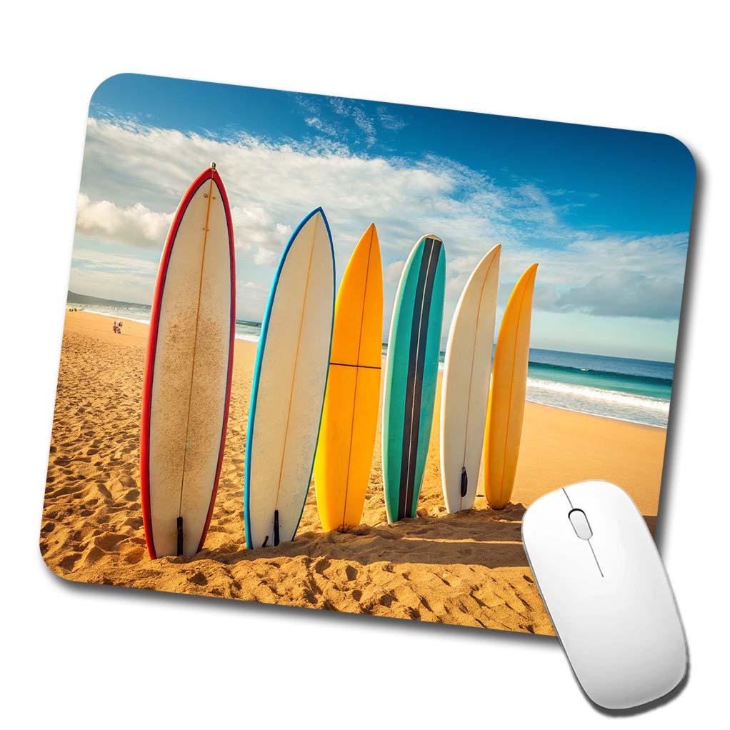 Surfboard Lineup On Beach Low Profile Mouse Pad Mat