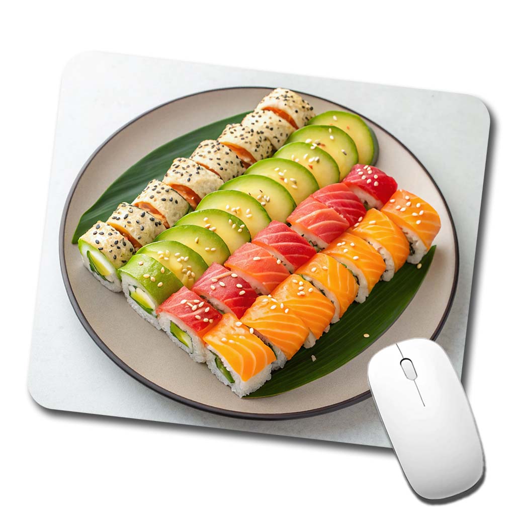 Sushi Rolls Plate Low Profile Mouse Pad Mat