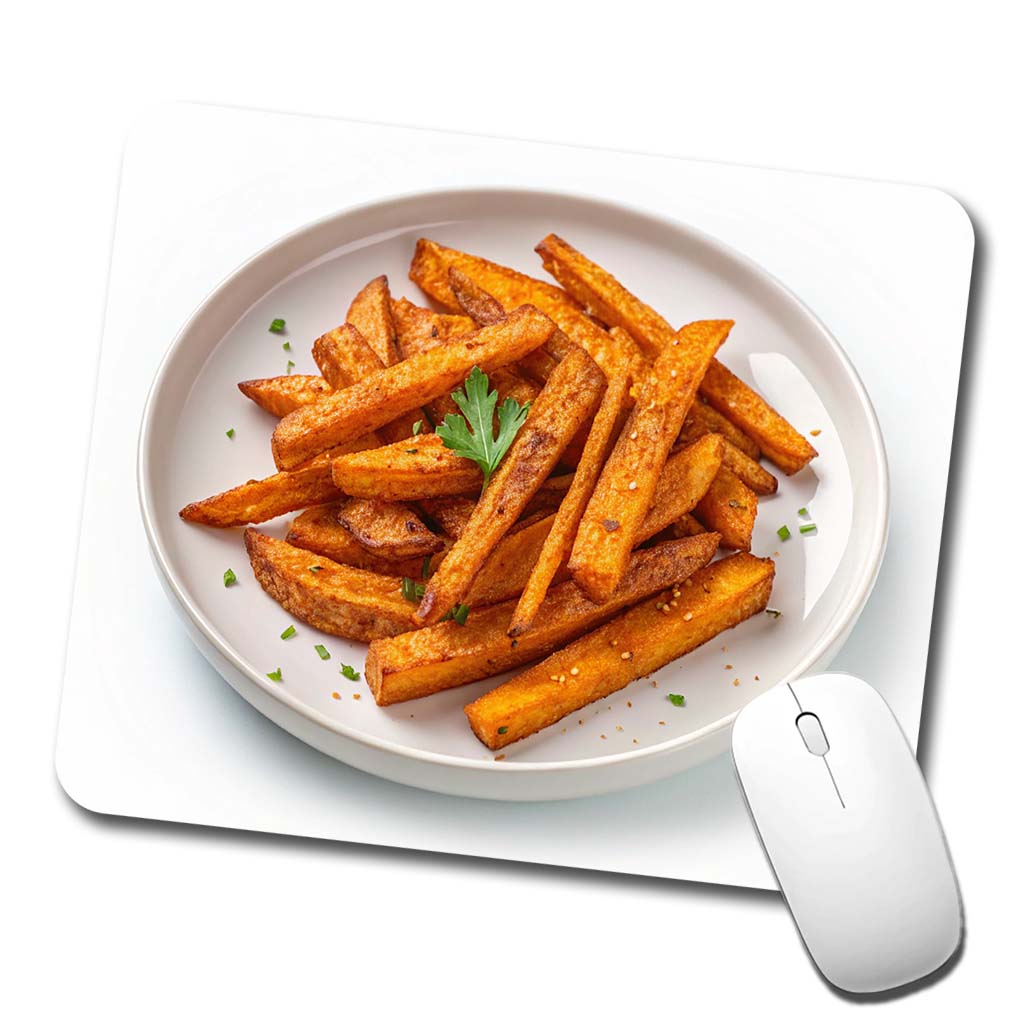 Sweet Potato Fries On Plate Low Profile Mouse Pad Mat