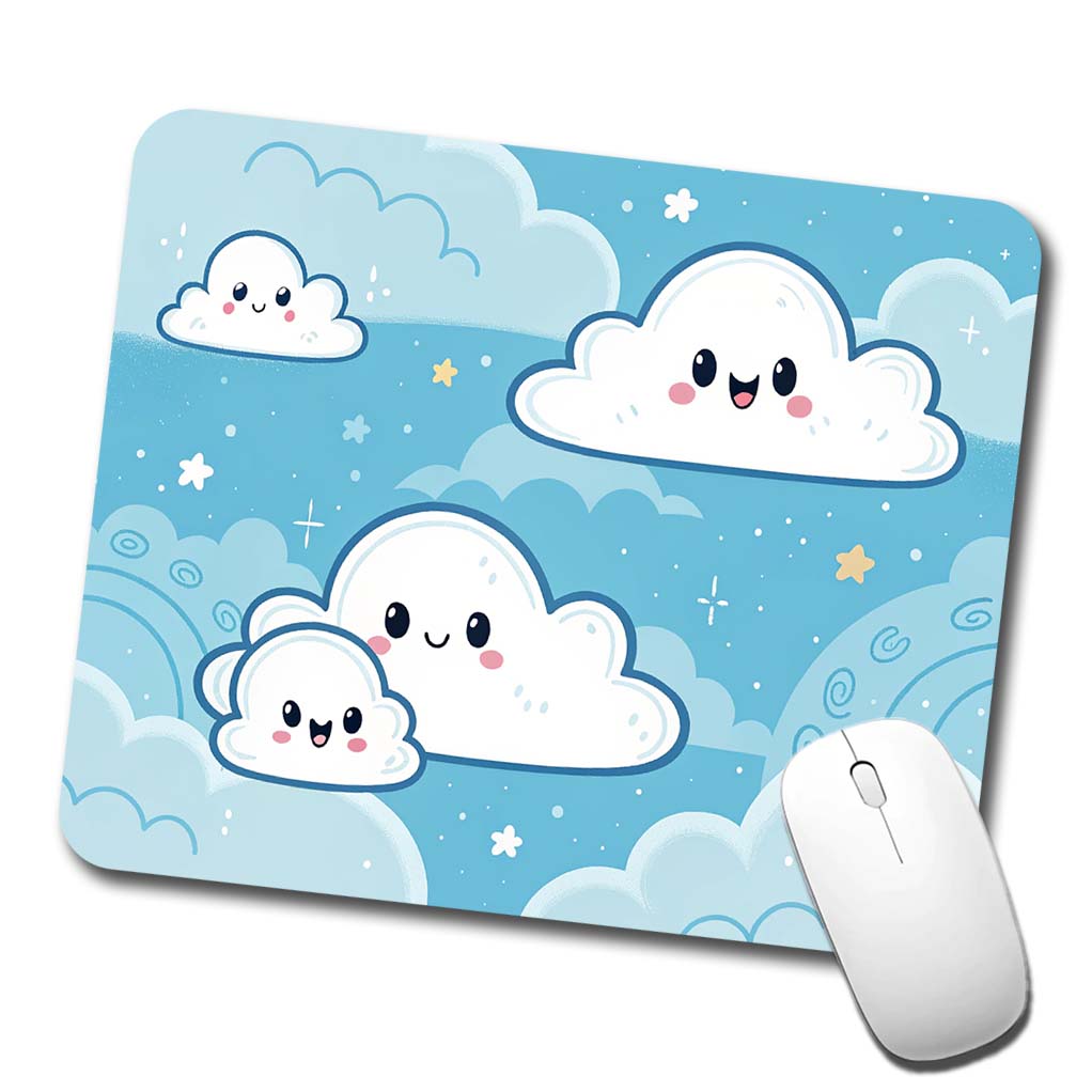 Sweet Puffy Clouds Kawaii Style Low Profile Mouse Pad Mat