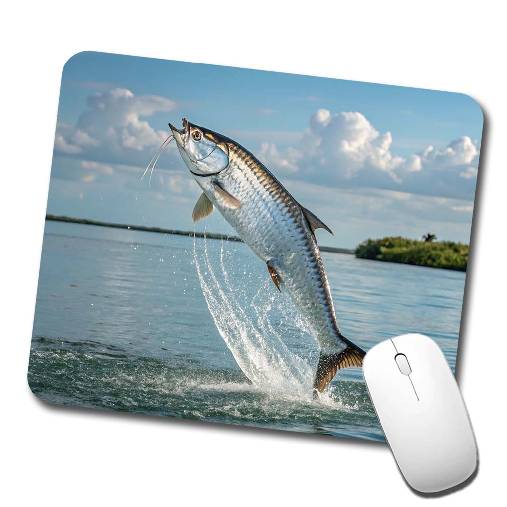 Tarpon Fish Jumping Fishing Low Profile Mouse Pad Mat