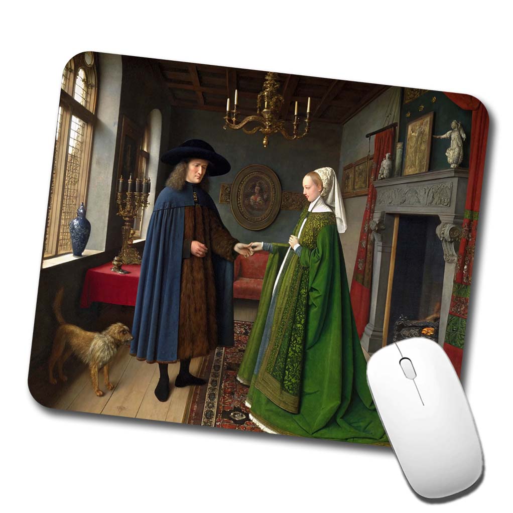 The Arnolfini Portrait By Jan Van Eyck Inspired Low Profile Mouse Pad Mat