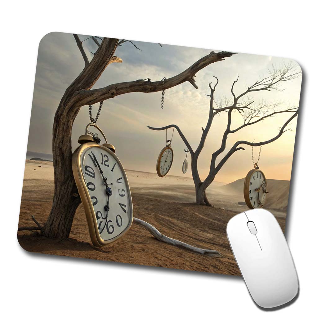 The Persistence Of Memory By Salvador Dali Parody Clocks Low Profile Mouse Pad Mat