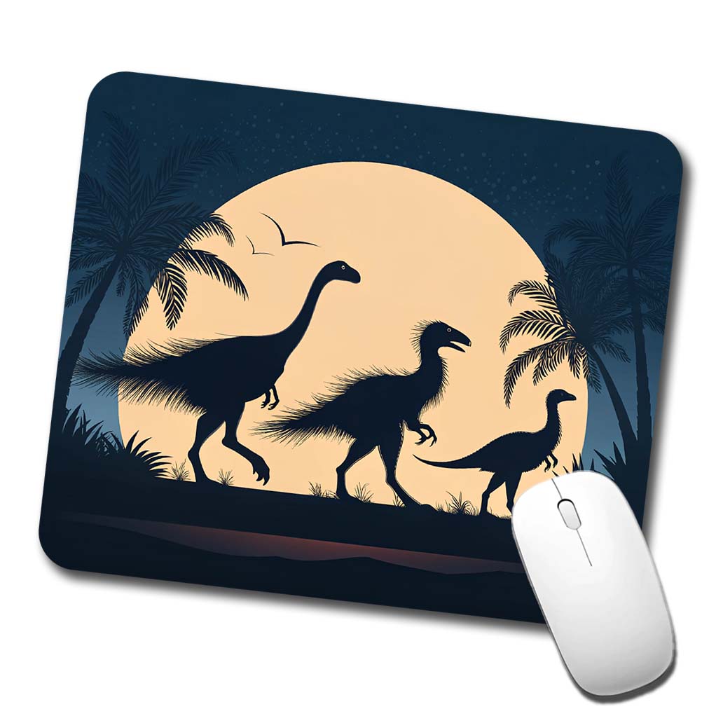 Therizinosaurus Silhouettes Night Dinosaurs Low Profile Mouse Pad Mat