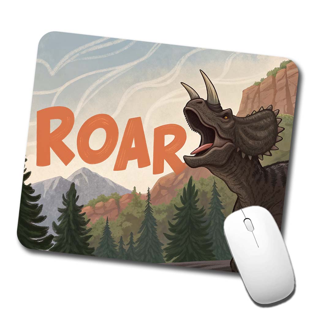 Triceratops Roar Bold Dinosaur Low Profile Mouse Pad Mat