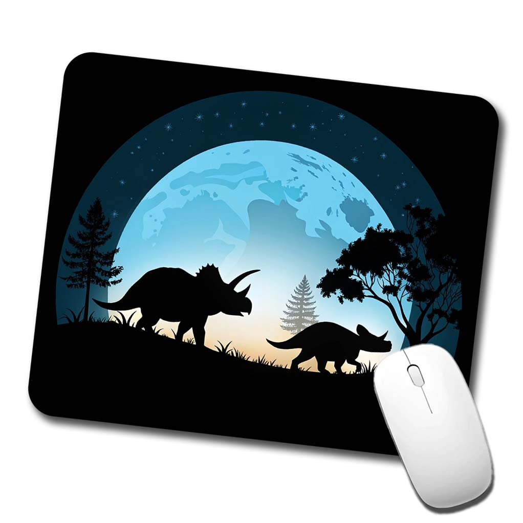 Triceratops Silhouettes Night Dinosaurs Low Profile Mouse Pad Mat