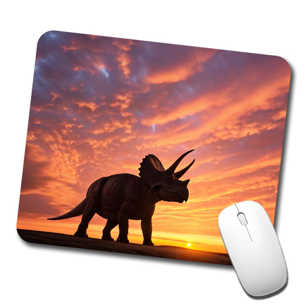 Triceratops Sunset Sunrise Dinosaur Low Profile Mouse Pad Mat
