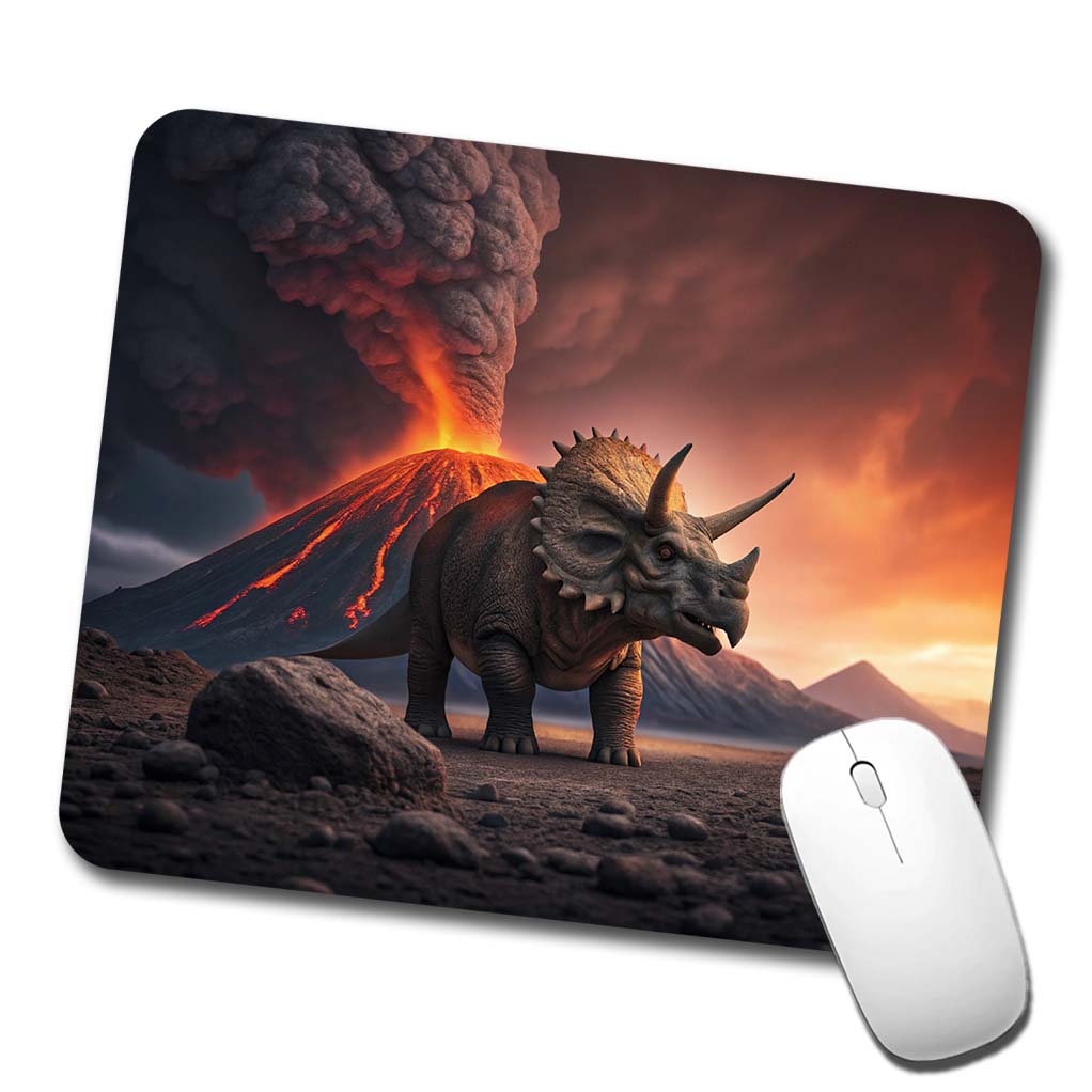 Triceratops Volcano Erupting Dinosaur Low Profile Mouse Pad Mat