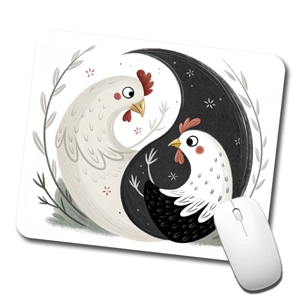 Two Chickens Yin Yang Low Profile Mouse Pad Mat