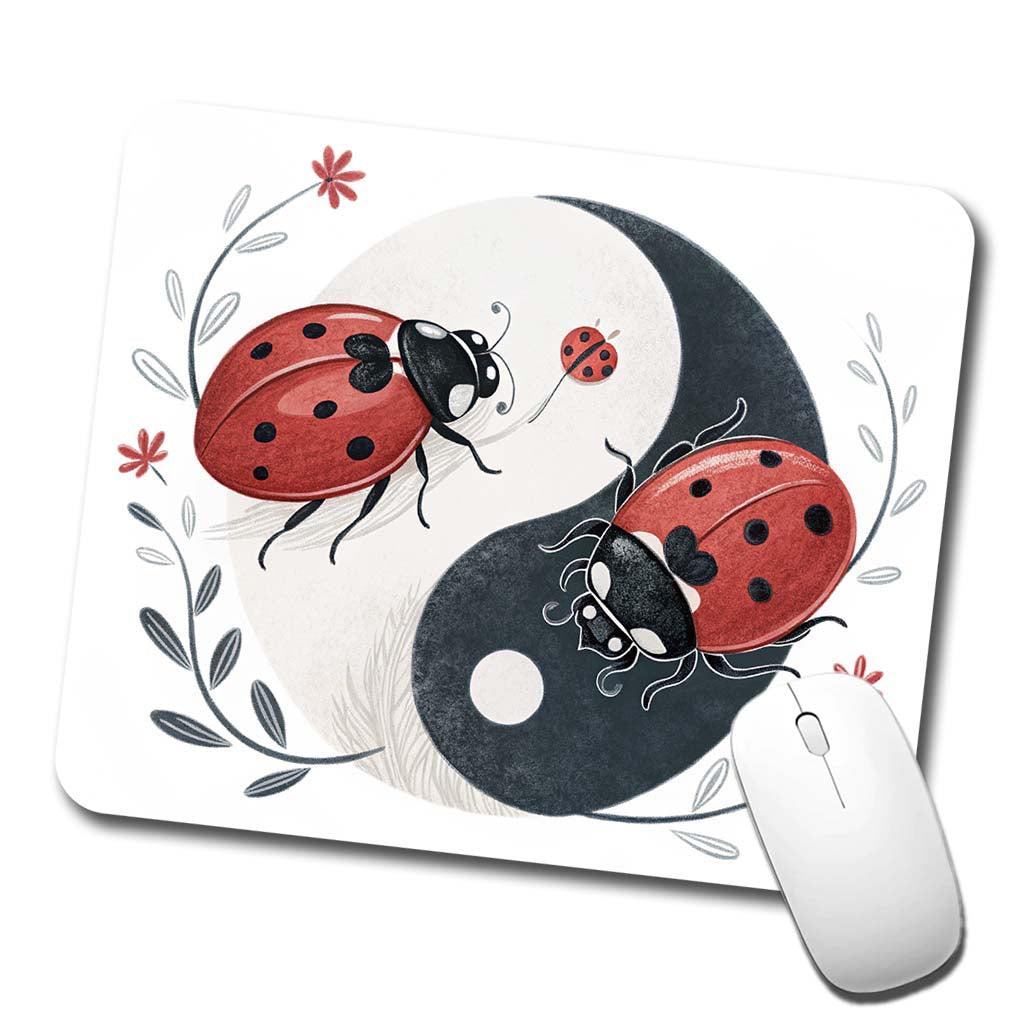 Two Ladybugs Yin Yang Cute Low Profile Mouse Pad Mat