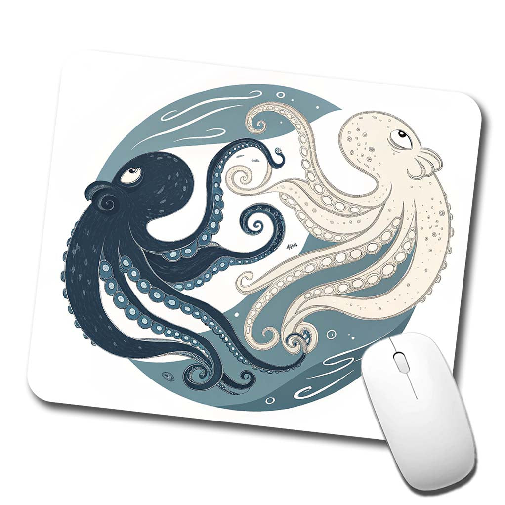 Two Octopus Yin Yang Low Profile Mouse Pad Mat