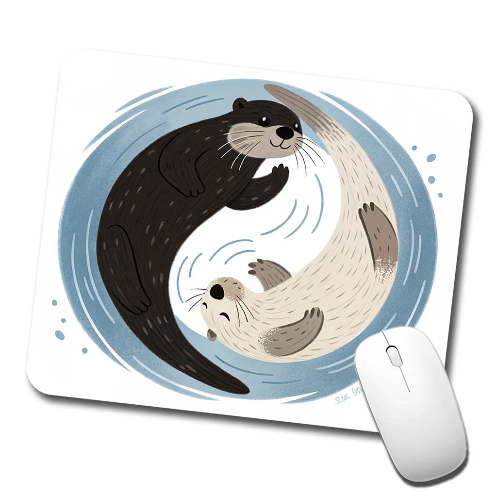 Two Otters Yin Yang Cute Low Profile Mouse Pad Mat
