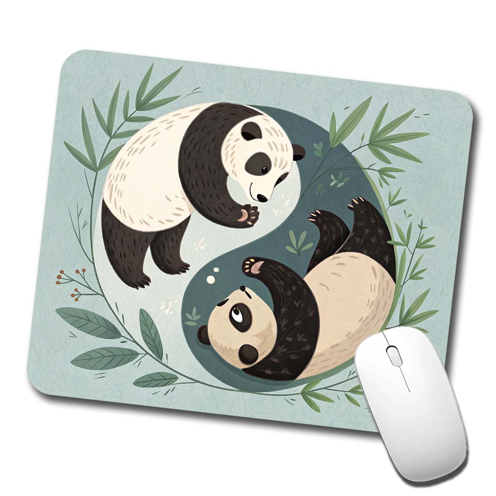 Two Pandas Yin Yang Cute Low Profile Mouse Pad Mat