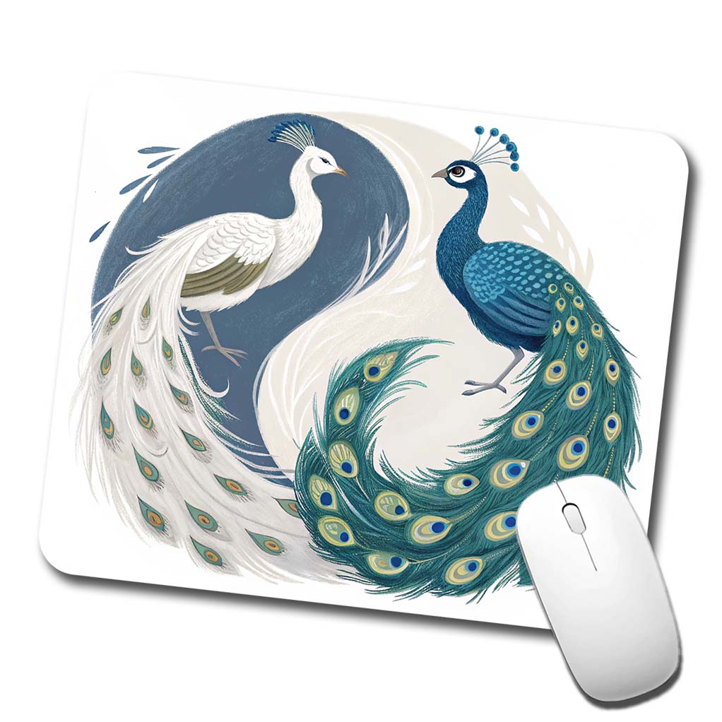 Two Peacocks Yin Yang Low Profile Mouse Pad Mat