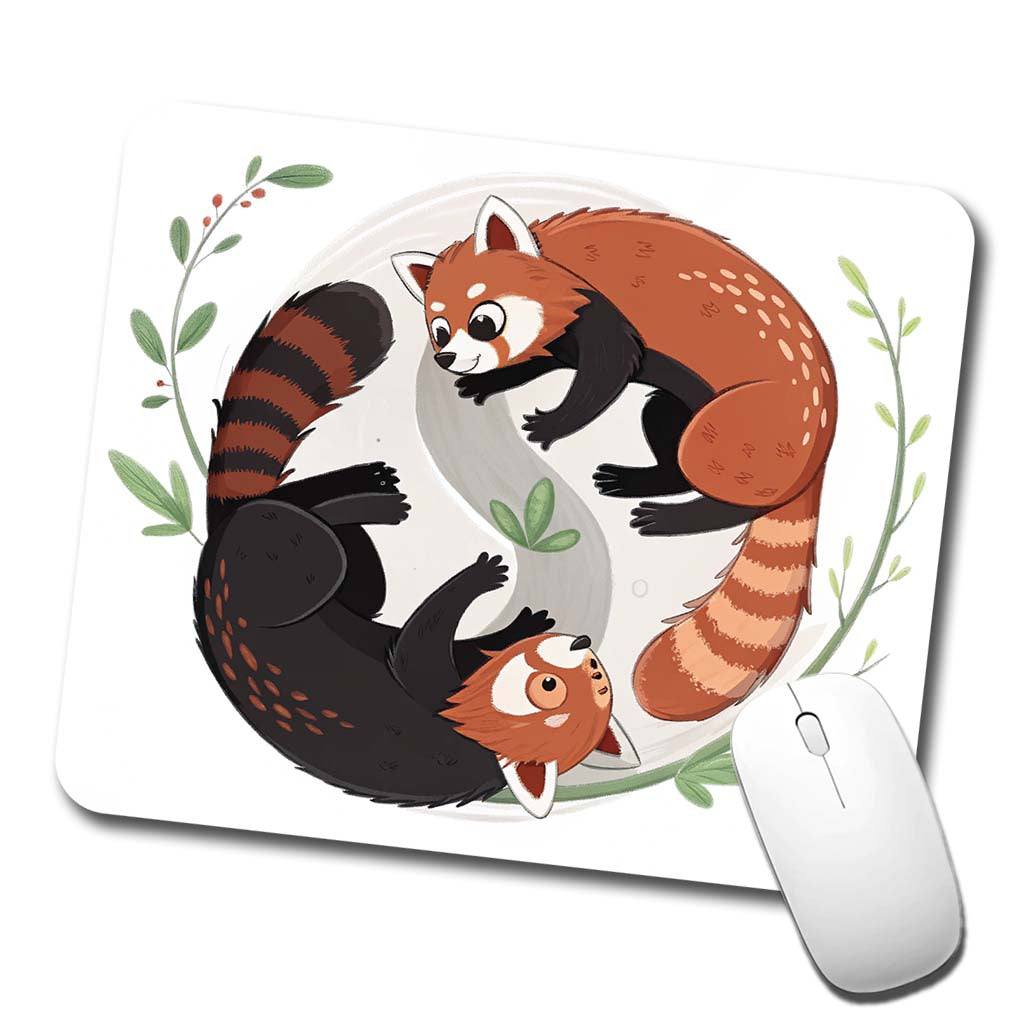 Two Red Pandas Yin Yang Cute Low Profile Mouse Pad Mat