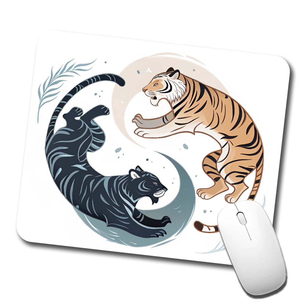 Two Tigers Yin Yang Orange Dark Low Profile Mouse Pad Mat
